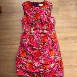 Cotton Pink and Red Michael Kors A Line Dress